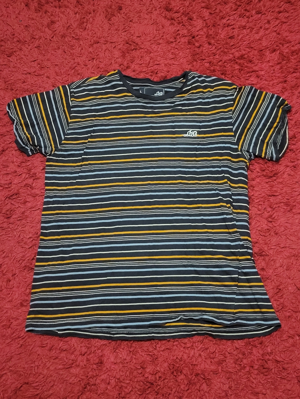orange and black striped ...Lost tee shirt mens size large